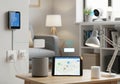 Smart home setup featuring various interconnected devices. A Royalty Free Stock Photo