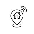 Smart home sharing information. Location and address. Pixel perfect, editable stroke line icon