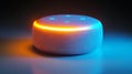 Smart home speaker with vibrant glowing light, voice assistant integration, and sleek design Royalty Free Stock Photo