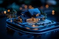 A smart home system of the future, where AI integrates cybersecurity and physical security, protecting the home from both digital
