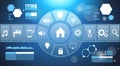 Smart Home System Infographic Template Banner Control Panel With Icons Modern House Automation Technology Concept Royalty Free Stock Photo