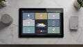 Smart Home Tablet Control Interface Lighting, Climate, Security, and More Royalty Free Stock Photo