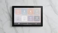 Smart Home Tablet Display Lighting, Climate, Security, Entertainment Control Interface Royalty Free Stock Photo