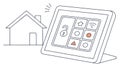 Smart Home Tablet with Security Interface, vector design Generative AI Royalty Free Stock Photo