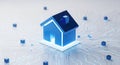 Smart Home Tech Blue Digital House Connection Network Automation Royalty Free Stock Photo
