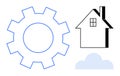 Gear Symbol with House and Cloud Elements Technology, Automation, and Smart Homes Royalty Free Stock Photo