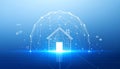 Smart Home Technology with Digital Security Shield Royalty Free Stock Photo