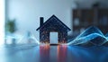 Smart Home Technology with Energy Data Flow Royalty Free Stock Photo