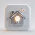 Smart Home Technology Icon with Light Bulb and WiFi Signal in Stylish Design Royalty Free Stock Photo