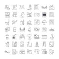 Smart home technology linear icons, signs, symbols vector line illustration set Royalty Free Stock Photo