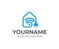 Smart home technology logo design. Smart home automation with wifi vector design