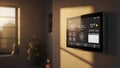 Smart Home Thermostat, Climate Control, Touchscreen, Modern Interior Royalty Free Stock Photo
