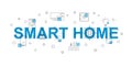 Smart home vector banner. Word with line icon Royalty Free Stock Photo