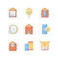 Smart home vector flat color icon set Royalty Free Stock Photo