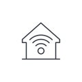 Smart home, wireless technology, digital house thin line icon. Linear vector symbol