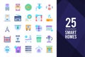 25 Smart Homes Flat icon pack. vector illustration