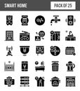 25 Smart Homes Glyph icon pack. vector illustration