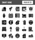 25 Smart Homes Glyph icon pack. vector illustration