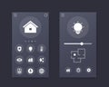Smart house app interface, vector mobile ui Royalty Free Stock Photo