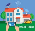 Smart house concept in flat stile. Remote home control system on Royalty Free Stock Photo