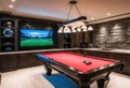 A smart house with an intelligent home game room system.