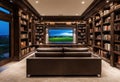 A smart house with an intelligent home library system.