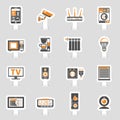 Smart House and internet of things sticker icons set