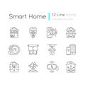 Smart house linear icons set