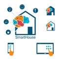 Smart house logo, automated, wireless controlled house