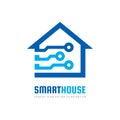 Smart house logo design template. Build vector sign. Home digital electronic technology icon.