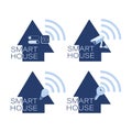 Smart House logo 5g. Vector web icon for use in infographics. Smart home concept icons. Emblem sign Wi-Fi.