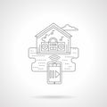 Smart house media detailed flat line icon Royalty Free Stock Photo