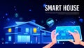 Smart house remote control cartoon vector concept