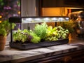 Generative AI. Smart Hydroponic Indoor Garden Kit: Growing Herbs with Advanced LED Technology