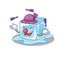 Smart ice cube cartoon character design playing Juggling