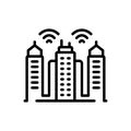 Black line icon for Smart, city and society