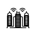 Black solid icon for Smart, city and building