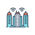 Color illustration icon for Smart, city and consumpation