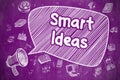 Smart Ideas - Hand Drawn Illustration on Purple Chalkboard. Royalty Free Stock Photo