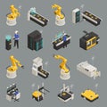 Smart Industry Isometric Icons Set