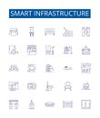 Smart infrastructure line icons signs set. Design collection of Smart, Infrastructure, Network, Automation, Technology