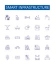 Smart infrastructure line icons signs set. Design collection of Smart, Infrastructure, Network, Automation, Technology