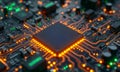 Smart Integration AI letter, technology chip, CPU, internet connection concept