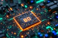Smart Integration AI letter, technology chip, CPU, internet connection concept