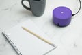 Smart intelligent speaker column Yandex station fuchsia color and notebook with a pencil