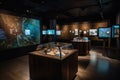 smart interactive museum exhibit, with sensors and interactive elements bringing the past to life