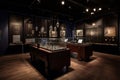 smart interactive museum exhibit, with sensors and interactive elements bringing the past to life