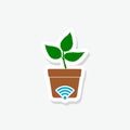Smart irrigation sticker icon isolated on white background