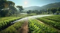 Smart irrigation system photo realistic illustration - Generative AI.