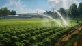 Smart irrigation system photo realistic illustration - Generative AI.